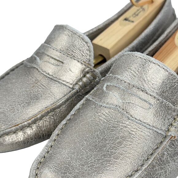 MERCANTI FIORENTINI Men's Leather Metallic Crackle Driving Loafer MOC 8.5 Penny - Picture 5 of 10